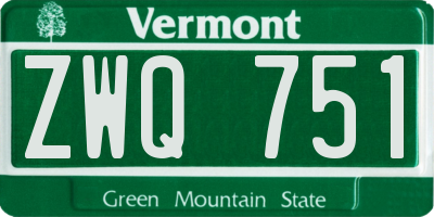VT license plate ZWQ751