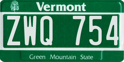 VT license plate ZWQ754