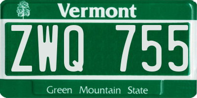 VT license plate ZWQ755