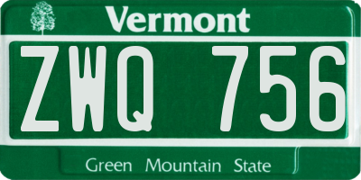 VT license plate ZWQ756