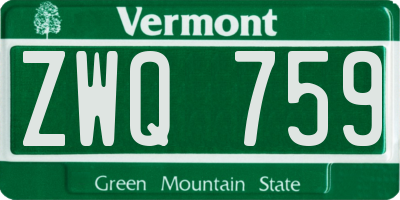 VT license plate ZWQ759