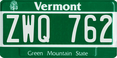 VT license plate ZWQ762
