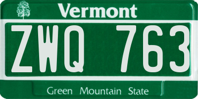 VT license plate ZWQ763