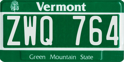 VT license plate ZWQ764