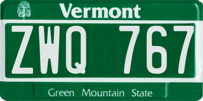 VT license plate ZWQ767