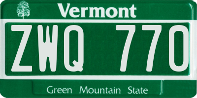 VT license plate ZWQ770