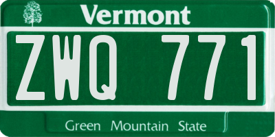 VT license plate ZWQ771