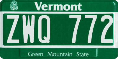 VT license plate ZWQ772