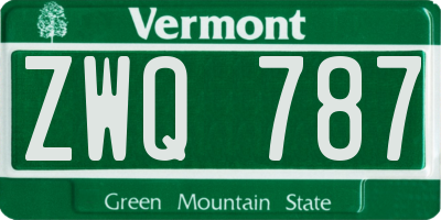 VT license plate ZWQ787