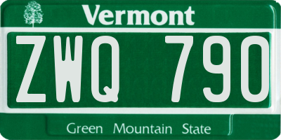 VT license plate ZWQ790