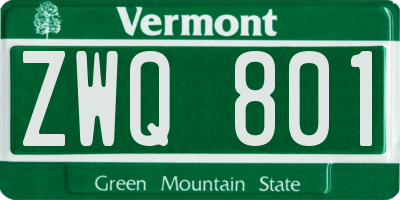 VT license plate ZWQ801