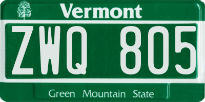 VT license plate ZWQ805