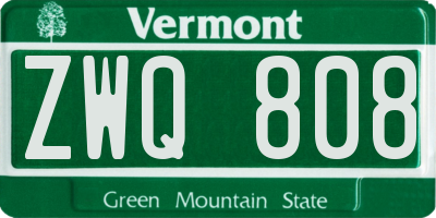 VT license plate ZWQ808