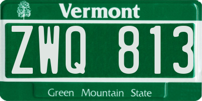 VT license plate ZWQ813