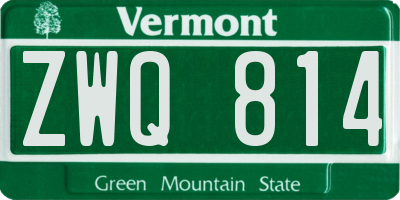 VT license plate ZWQ814