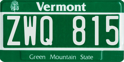 VT license plate ZWQ815