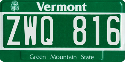 VT license plate ZWQ816