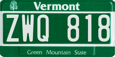 VT license plate ZWQ818