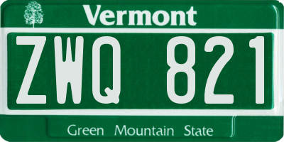 VT license plate ZWQ821