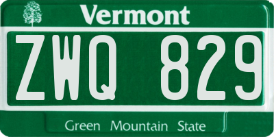 VT license plate ZWQ829