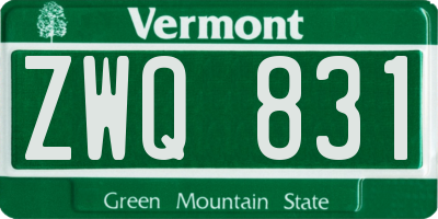 VT license plate ZWQ831
