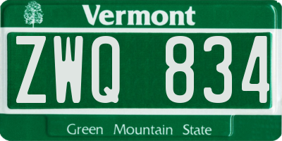 VT license plate ZWQ834