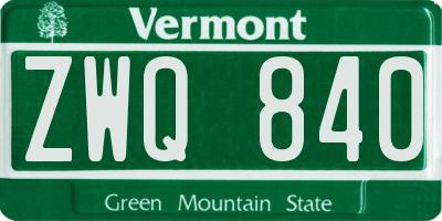 VT license plate ZWQ840