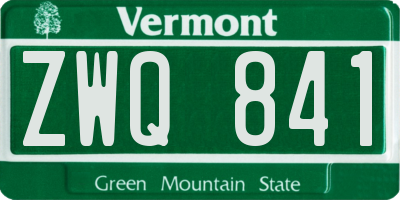 VT license plate ZWQ841
