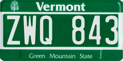 VT license plate ZWQ843