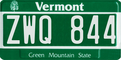 VT license plate ZWQ844
