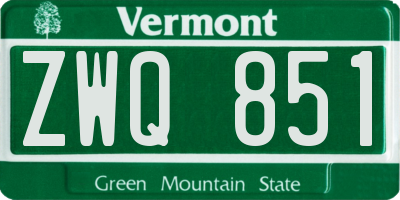 VT license plate ZWQ851