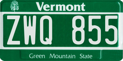 VT license plate ZWQ855