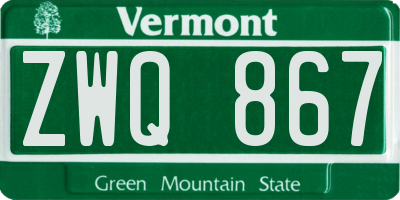 VT license plate ZWQ867
