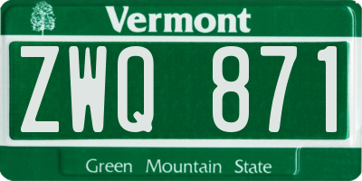 VT license plate ZWQ871