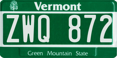 VT license plate ZWQ872
