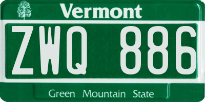 VT license plate ZWQ886