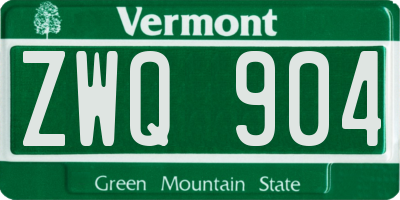 VT license plate ZWQ904