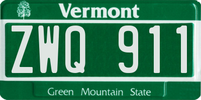 VT license plate ZWQ911