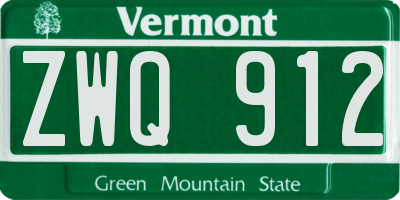 VT license plate ZWQ912