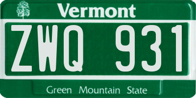 VT license plate ZWQ931