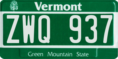 VT license plate ZWQ937