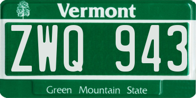VT license plate ZWQ943