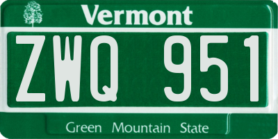 VT license plate ZWQ951