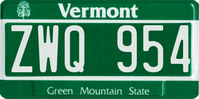 VT license plate ZWQ954