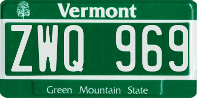 VT license plate ZWQ969
