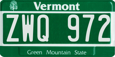 VT license plate ZWQ972