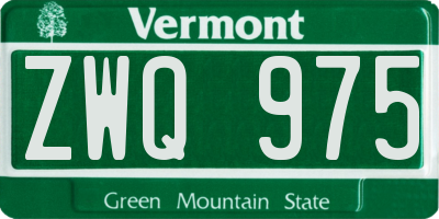 VT license plate ZWQ975