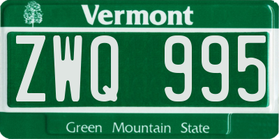 VT license plate ZWQ995
