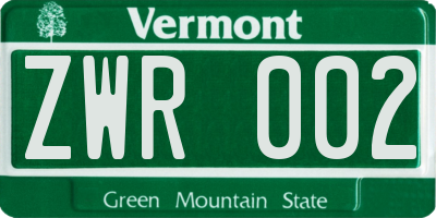 VT license plate ZWR002