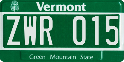 VT license plate ZWR015